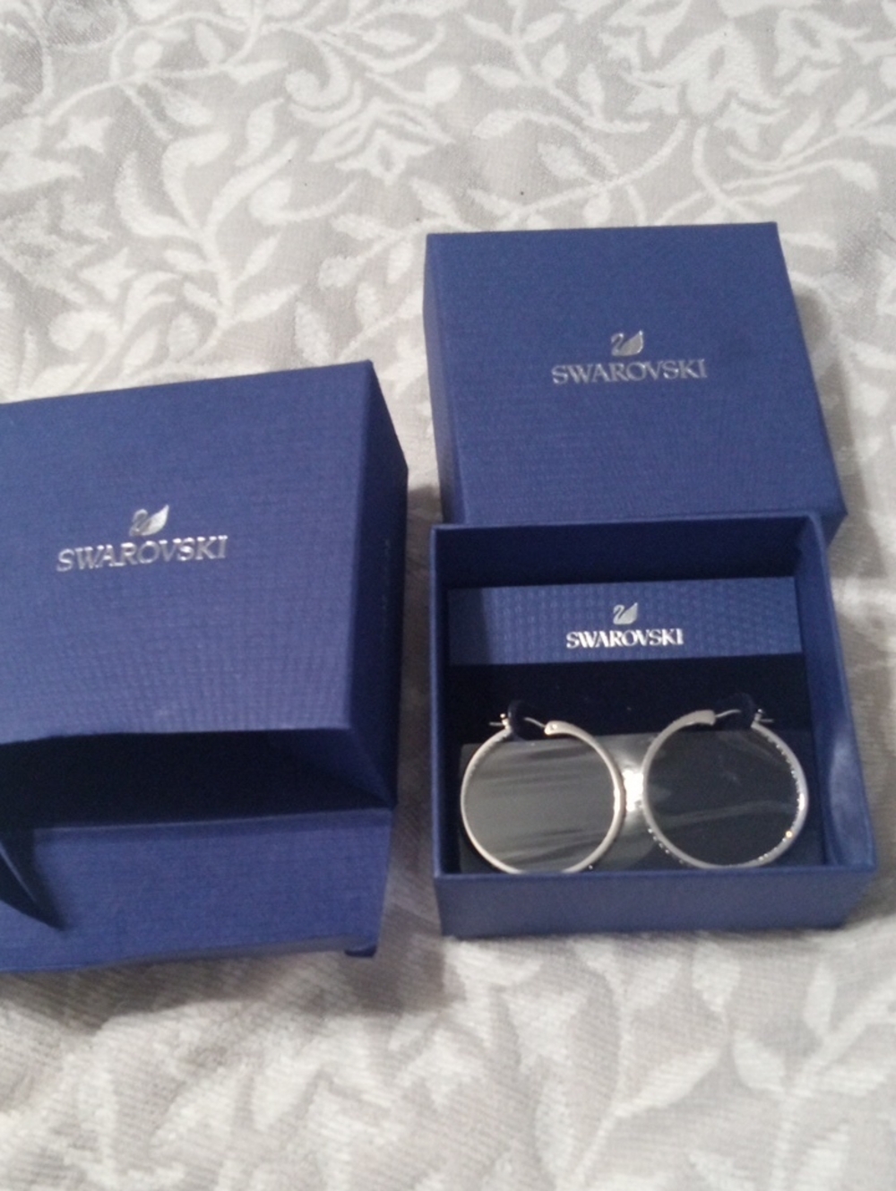 Swarovski Silver Crystal-Trim Hoop Sunglasses